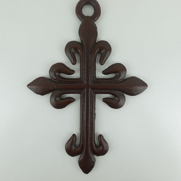 Iron Cross Medieval Ornate Gothic Fleur De Lis Wall Decor - Picture 6 of 11